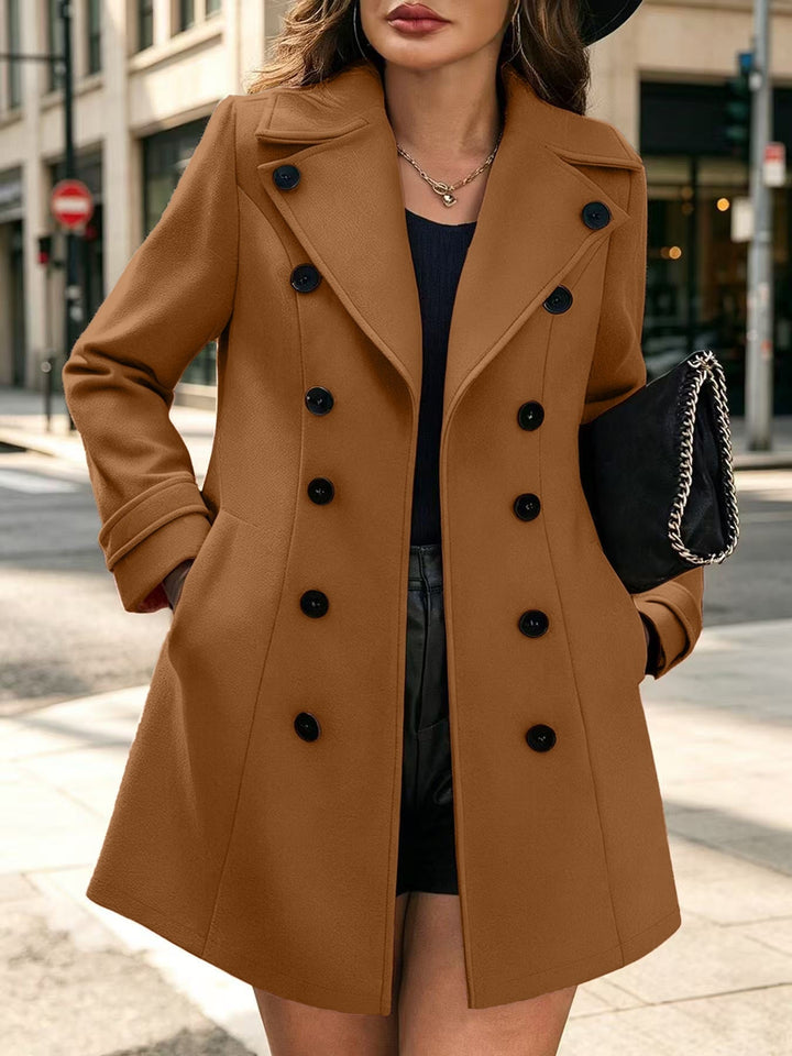 Dam Elegant Skräddarsydd Trenchcoat med Dubbel-Breasted och Slagkrage