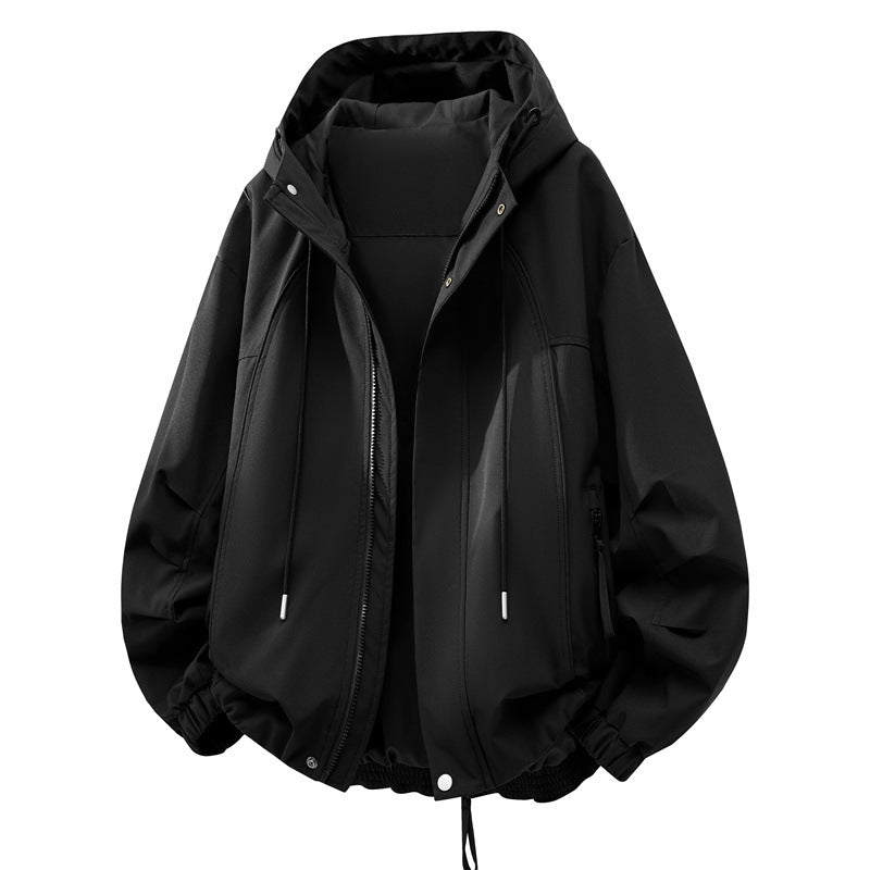 Unisex Oversize Regn och Vind Jacka med Huva, Vattenavvisande Funktionell Membrane