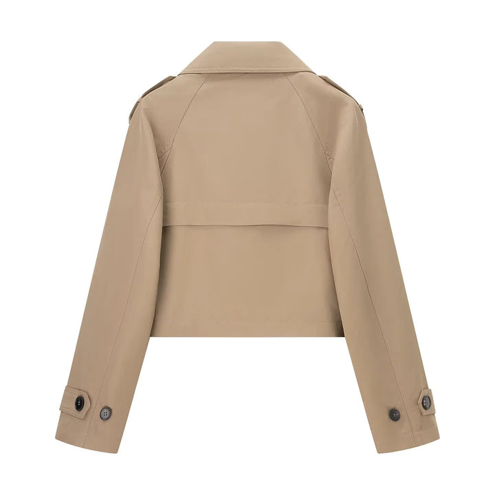 Dam kort-skärning cropped trenchcoat med double-breasted knäppning och epaulettes