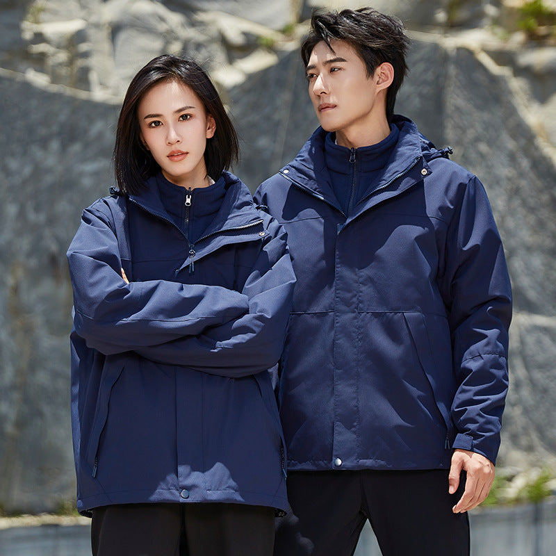 Unisex två-layer vattenavvisande utomhusjacka med huva och färg block design
