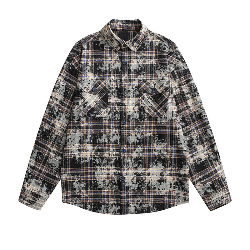 Dam oversize rutig skjortjacka med Vintage Effect och Breast fickor
