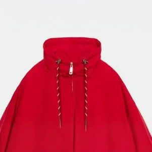 Dam Kort Outdoor Blouson Jacka med Hög Stå Krage, Drawstring, och Elastic Nederkant