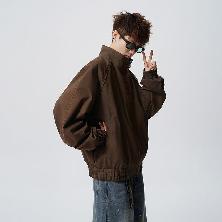 Unisex oversize Windbreaker med ståkrage och Raglan ärmar
