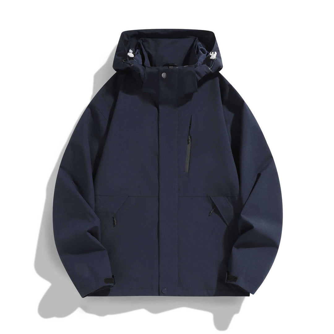 Dam vattenavvisande med huva övergångsjacka med justerbar huva, dold fram Placket och Multifunctional fickor