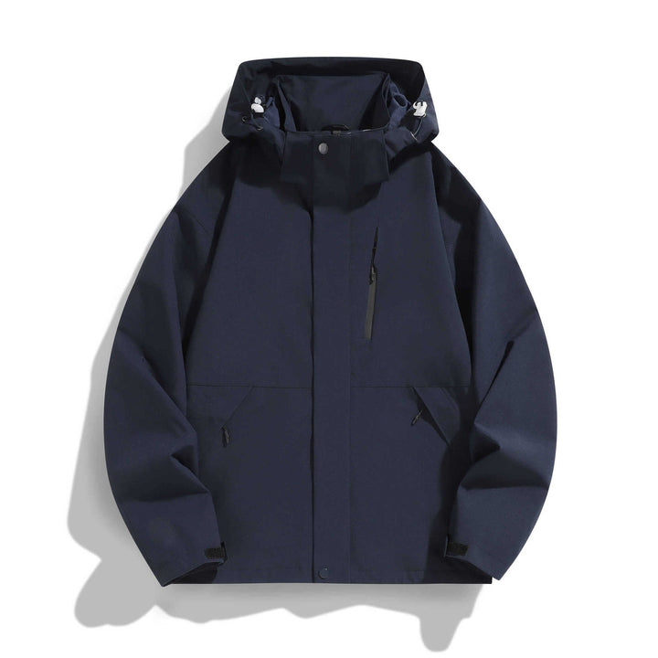 Dam vattenavvisande med huva övergångsjacka med justerbar huva, dold fram Placket och Multifunctional fickor