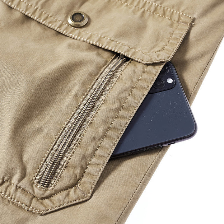 Herr Canvas Utility Väst med Multi Fickor och Mesh Foder