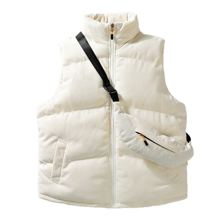 Herr Quiltad Manchester Sleeveless Termisk Väst med Ståkrage och Integrated Crossbody Bag