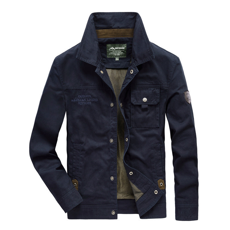 Herr Urban Canvas Utility Blouson med Stående Krage, Mesh Foder och Bröst Lock Ficka