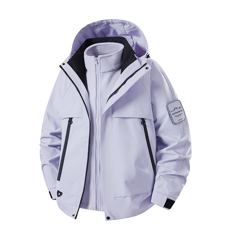 Herr Multifunctional Vattentät Softshell Regnjacka med Uttagbar Fleece Inre Jacka