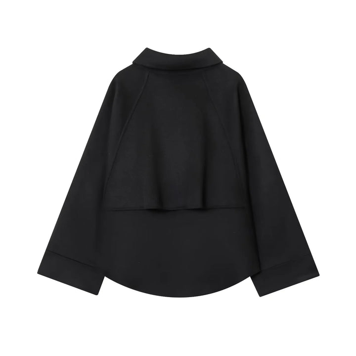 Dam avslappnad dragkedja overshirt med skjortkrage, raglanärmar, och extended fåll
