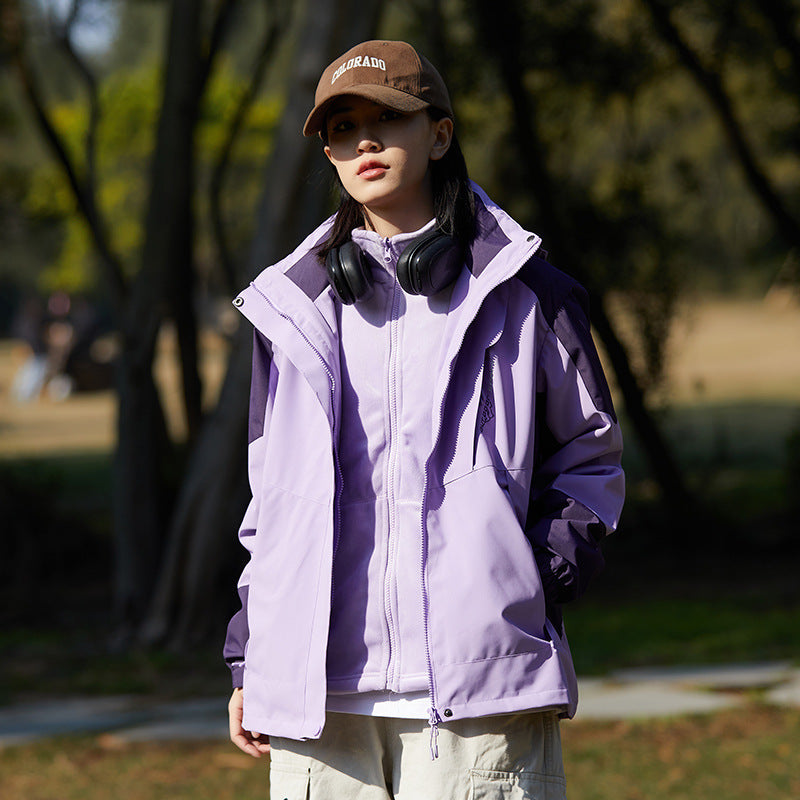 Dam två-layer softshell utomhusjacka med removable fleece inner layer och huva
