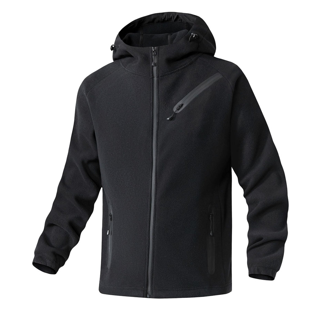 Herr Teknisk Softshell Fleece Jacka med Huva och Vattenavvisande Dragkedjor
