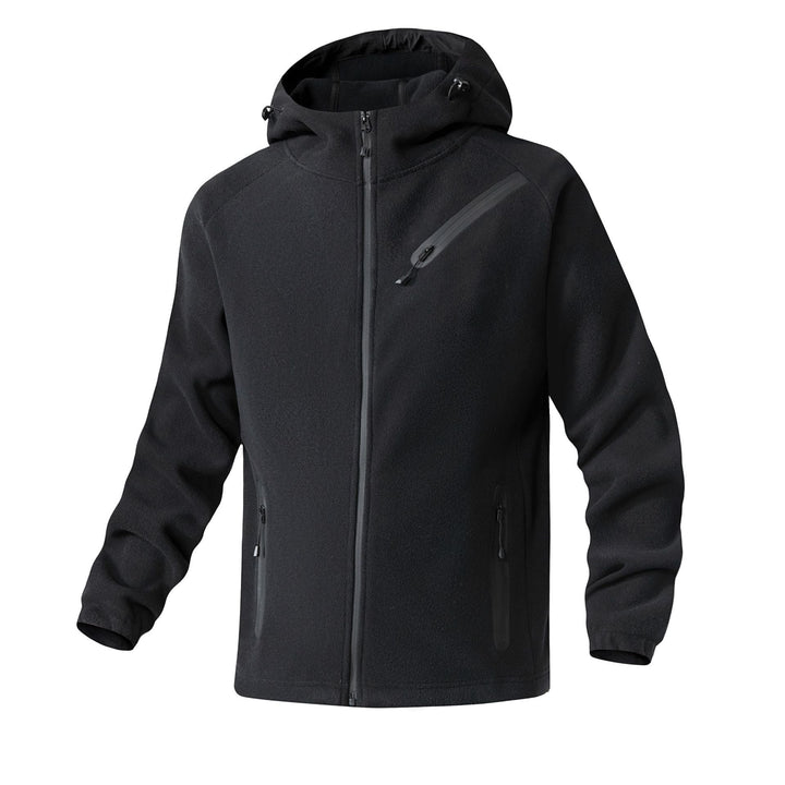Herr Teknisk Softshell Fleece Jacka med Huva och Vattenavvisande Dragkedjor