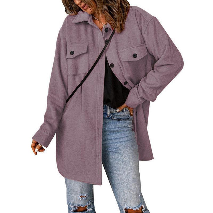 Dam Oversize Shirt jacka med Breast Flaps och lång skärning