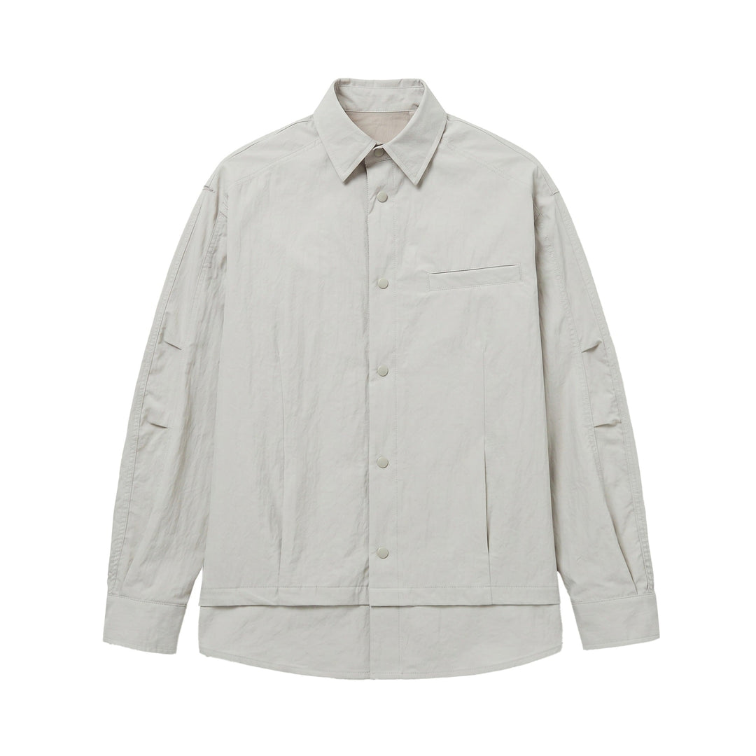 Unisex Oversized Skjorta Jacka med Tryckknapp Knappar, Kent Krage och Bröst Welt Ficka