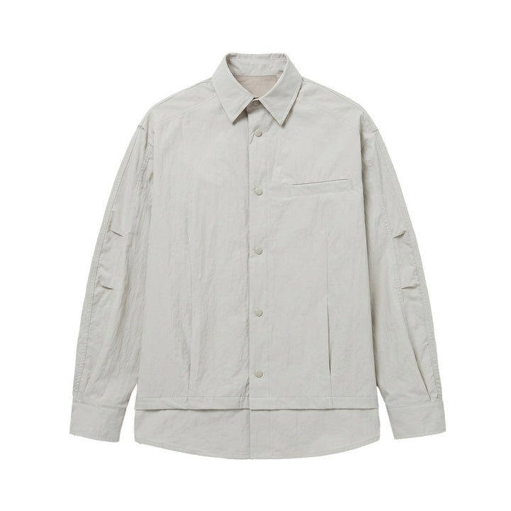 Unisex Oversized Skjorta Jacka med Tryckknapp Knappar, Kent Krage och Bröst Welt Ficka