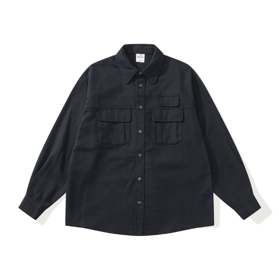 Herr funktion overshirt med large fickor med lock och boxig skärning