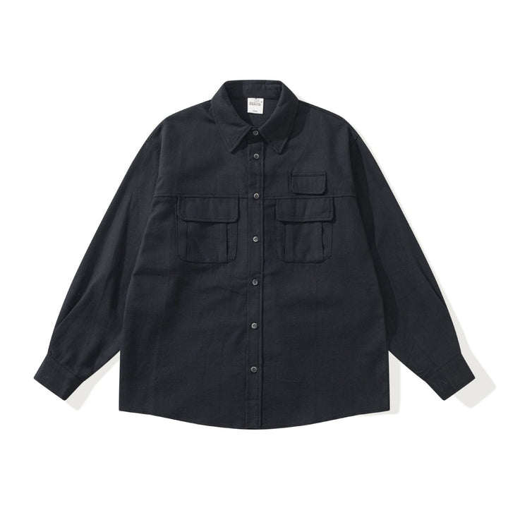 Herr funktion overshirt med large fickor med lock och boxig skärning