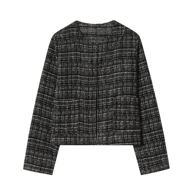 Dam Boxy tweed jacka in Boucle look med dold knappslå och Boxy silhuett