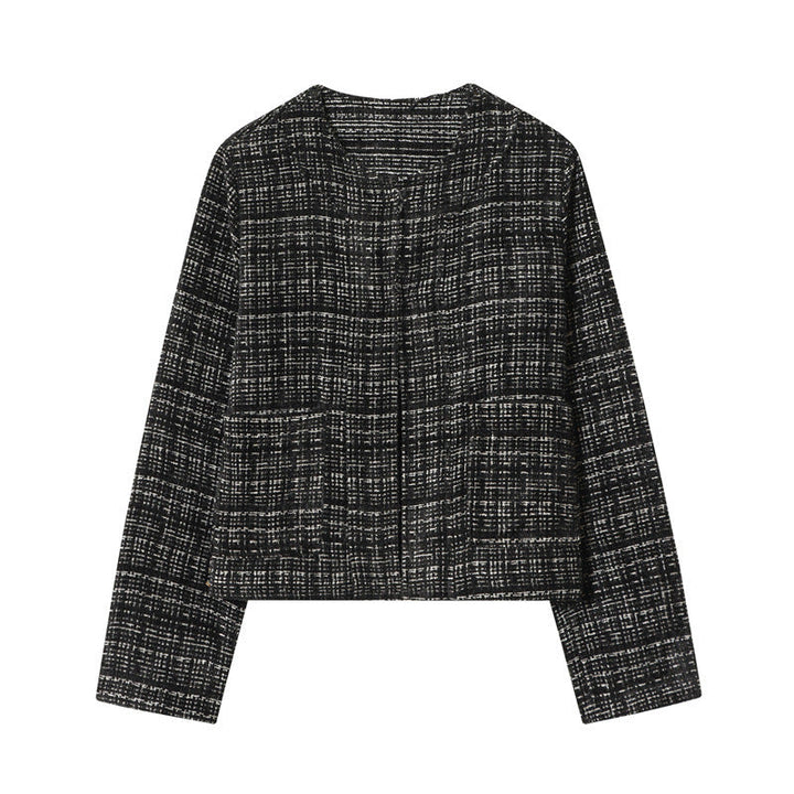 Dam Boxy tweed jacka in Boucle look med dold knappslå och Boxy silhuett