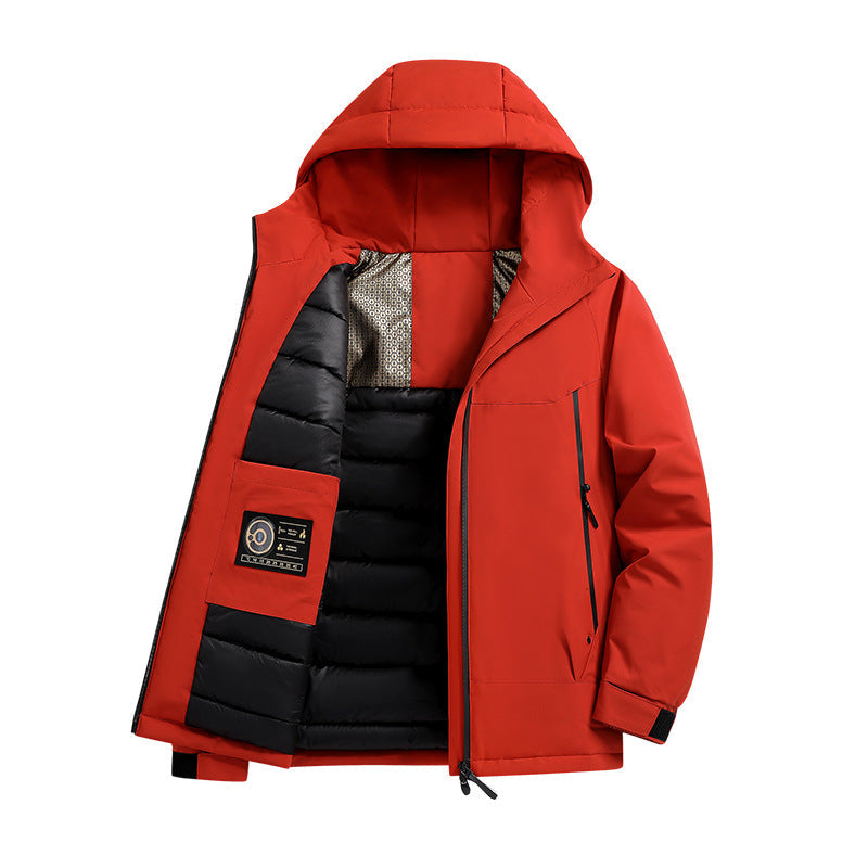 Herr isolerad softshell parka med teknisk Huva, vindtät ytterskal och innerfickor