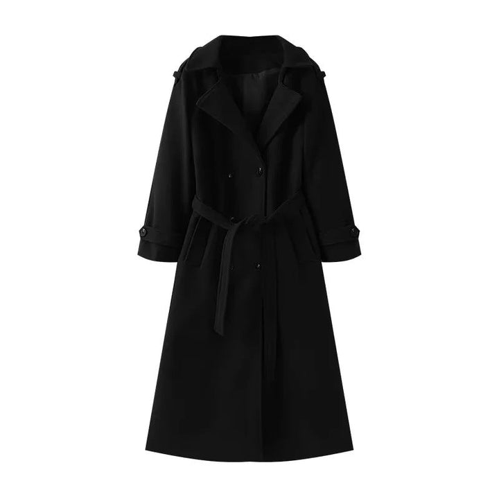 Dam longer double-breasted trenchcoat med bälte och sjalkrage