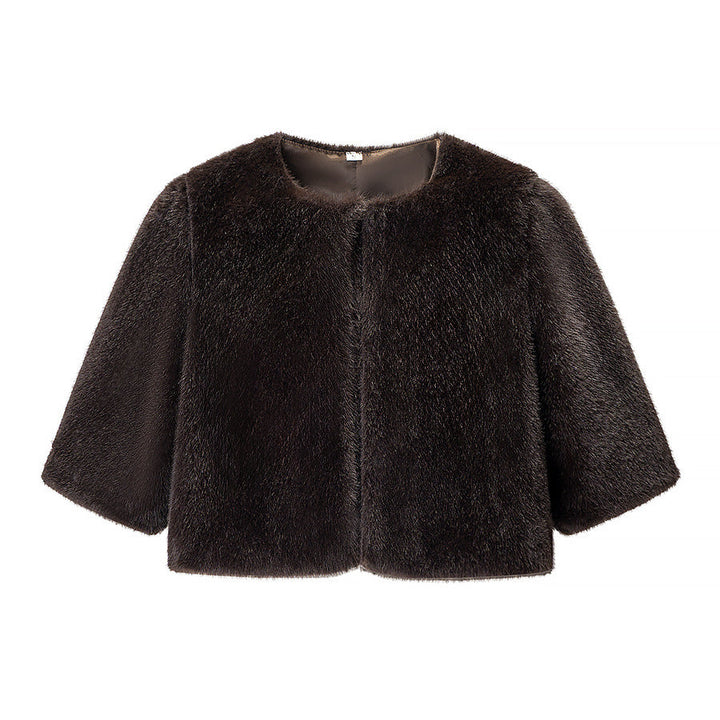 Dam kort skuren Faux Fur Bolero med 3/4 ärmar