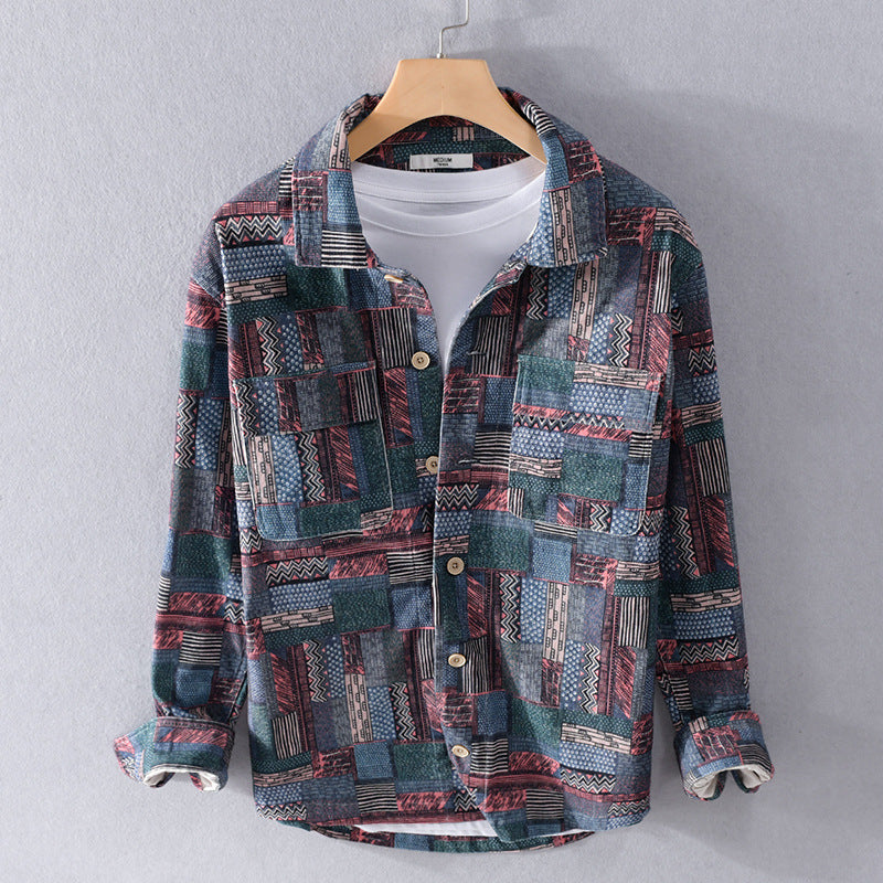Herröverskjorta i Patchwork Look med Applied Bröstfickor