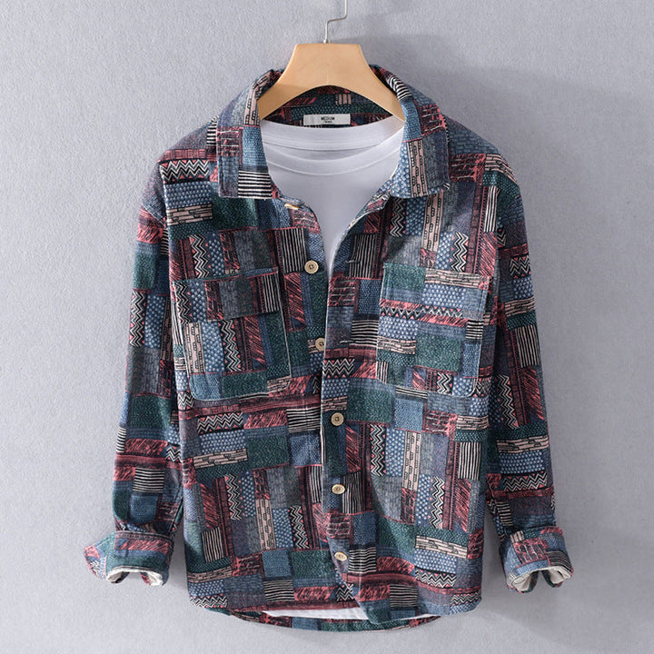 Herröverskjorta i Patchwork Look med Applied Bröstfickor