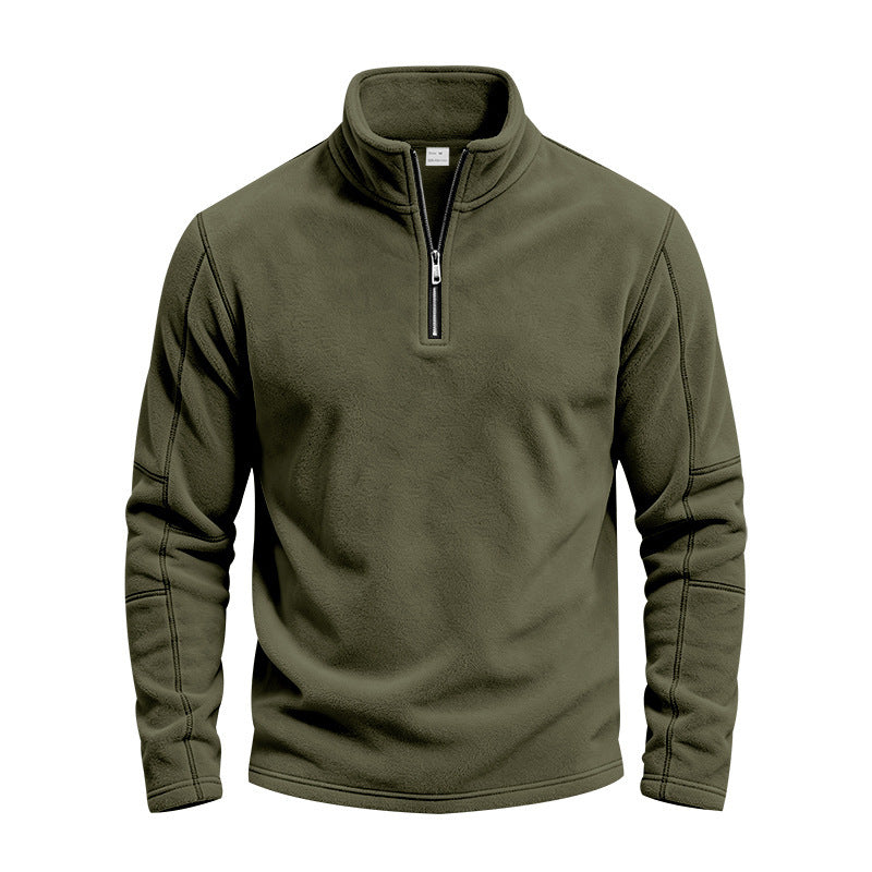 Herr Fleece Pullover med Kort Dragkedja och Ståkrage
