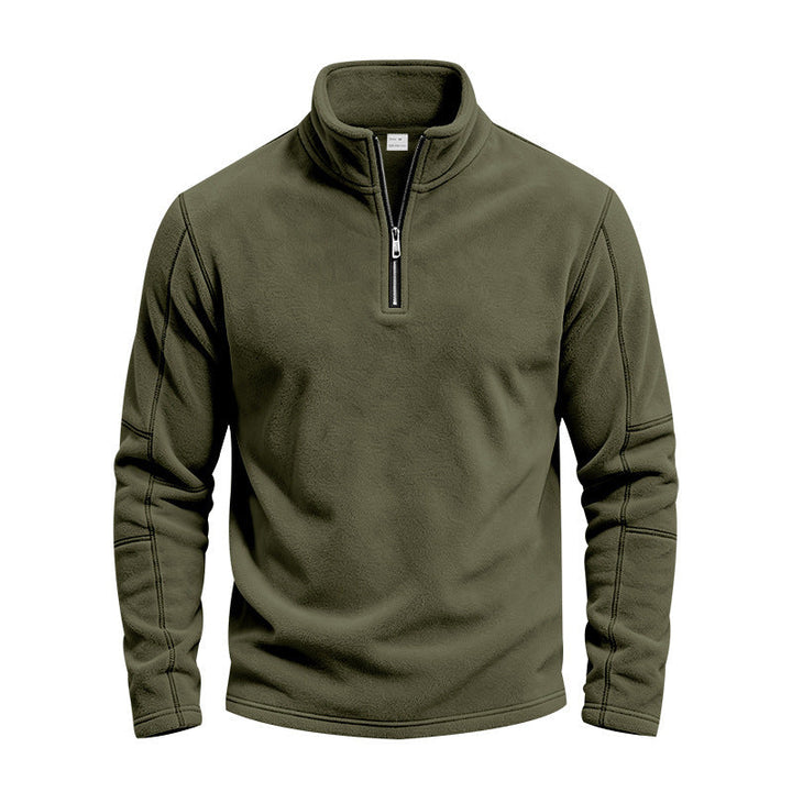 Herr Fleece Pullover med Kort Dragkedja och Ståkrage