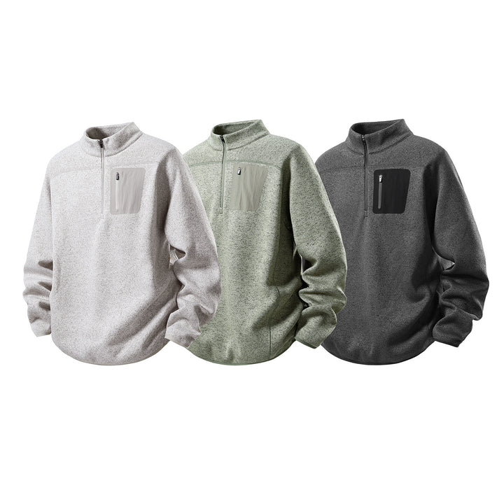 Herr Halbzip-Fleecepullover med Brustreißverschlusstasche och Ståkrage
