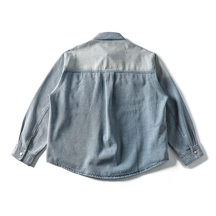 Dam Bred Denim Jacka i Oversized Skärning med Tryckknappsslå, Western Bröst Fickor och Rounded Fåll