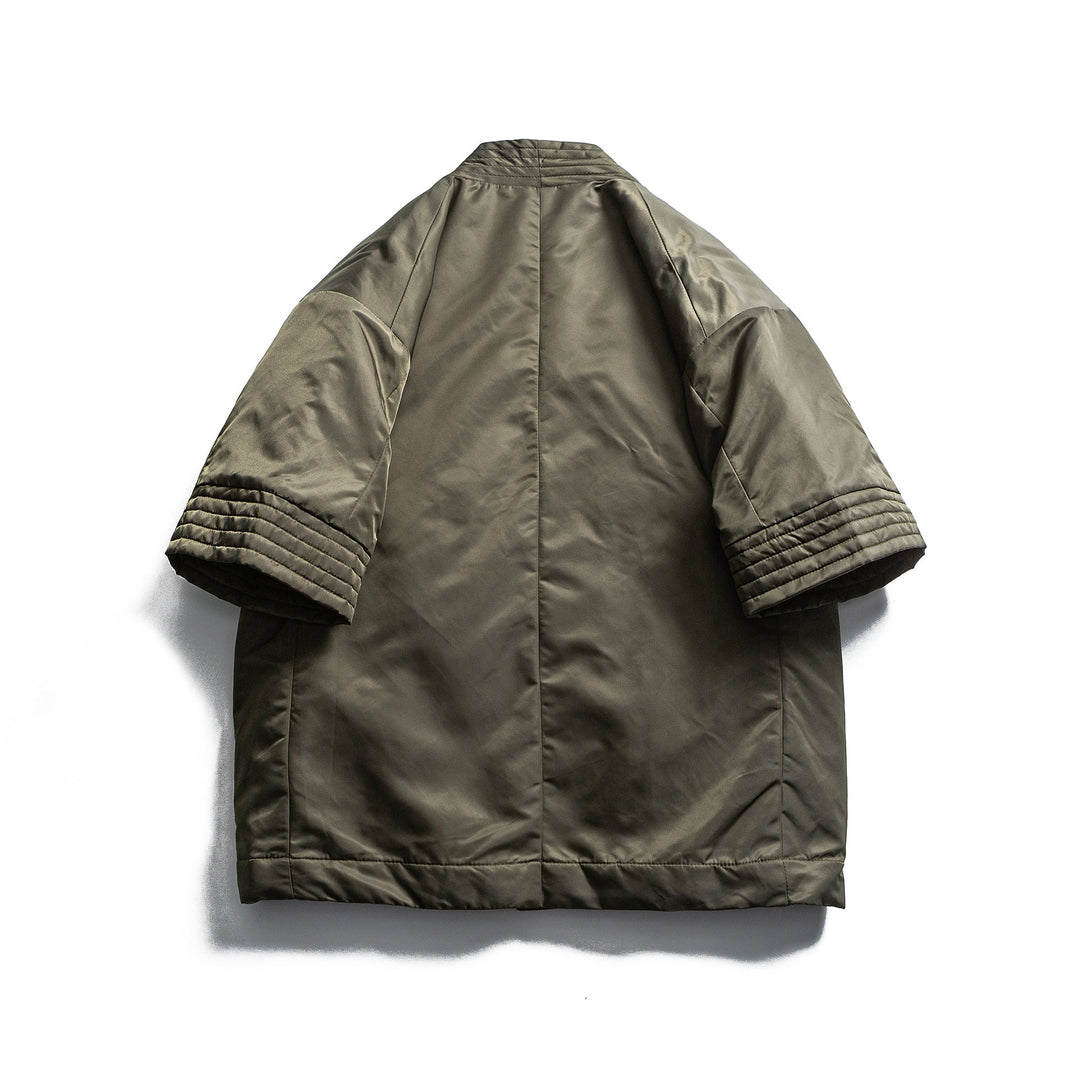 Unisex Vadderad Kimono Jacka med Korta Ärmar och Midjebälte