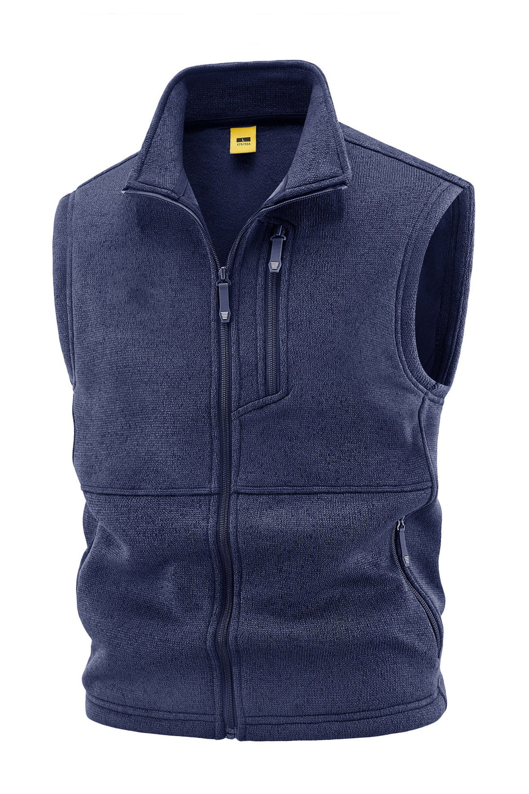 Herr Fleece Väst med Hög Ståkrage, Bröst Dragkedja och Sida Fickor