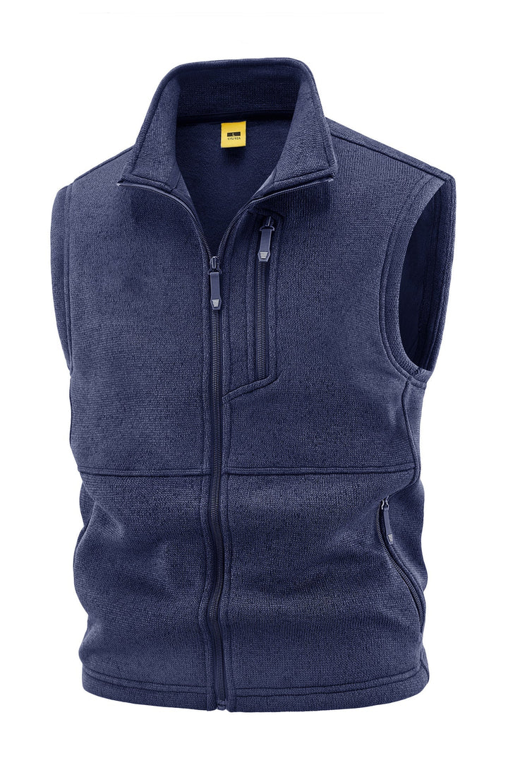 Herr Fleece Väst med Hög Ståkrage, Bröst Dragkedja och Sida Fickor