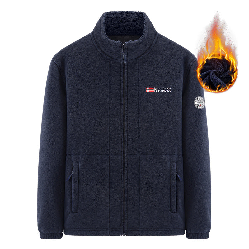 Herr Insulating Zip Fleece Jacka med Hög Krage och Mjuk Teddyfoder