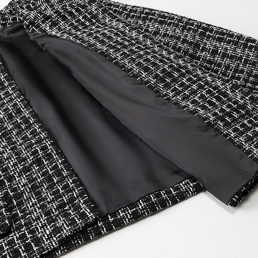 Dam Boucle tweed jacka med Round Neckline, Gold dekorativ knappar och utanpåfickor