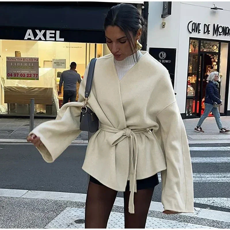 Dam 600+ Tailored Wrap Jacka med Tie Belt och Kimono Ärmar