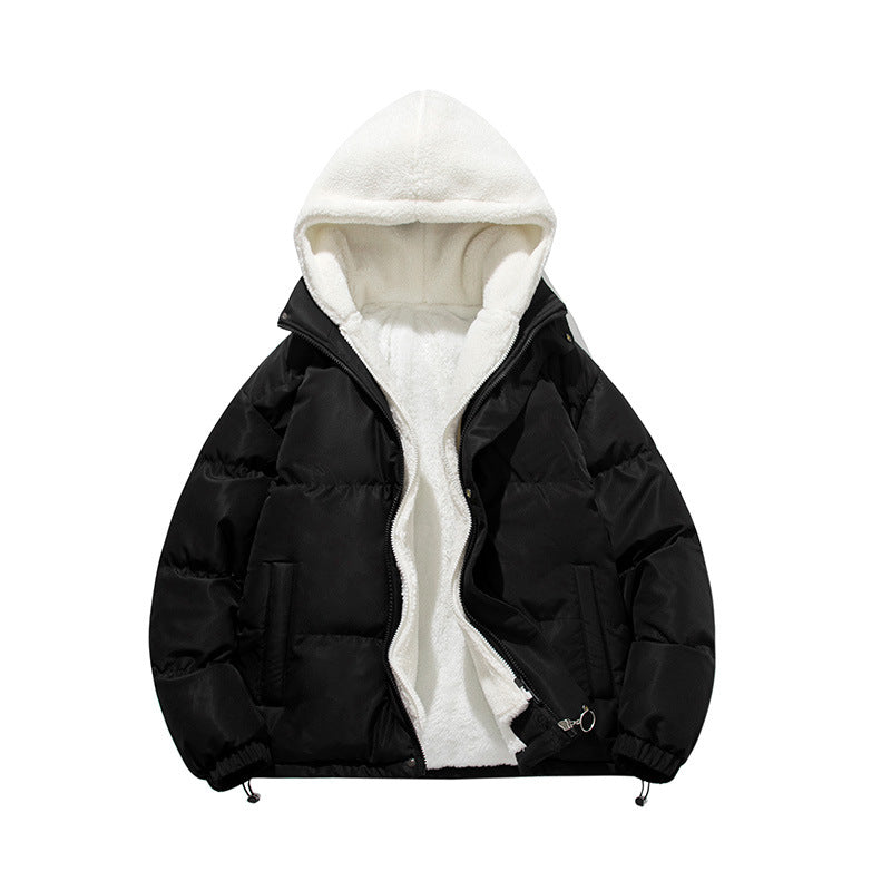 Unisex vadderad huvtröja med sherpa foder och justerbar fåll