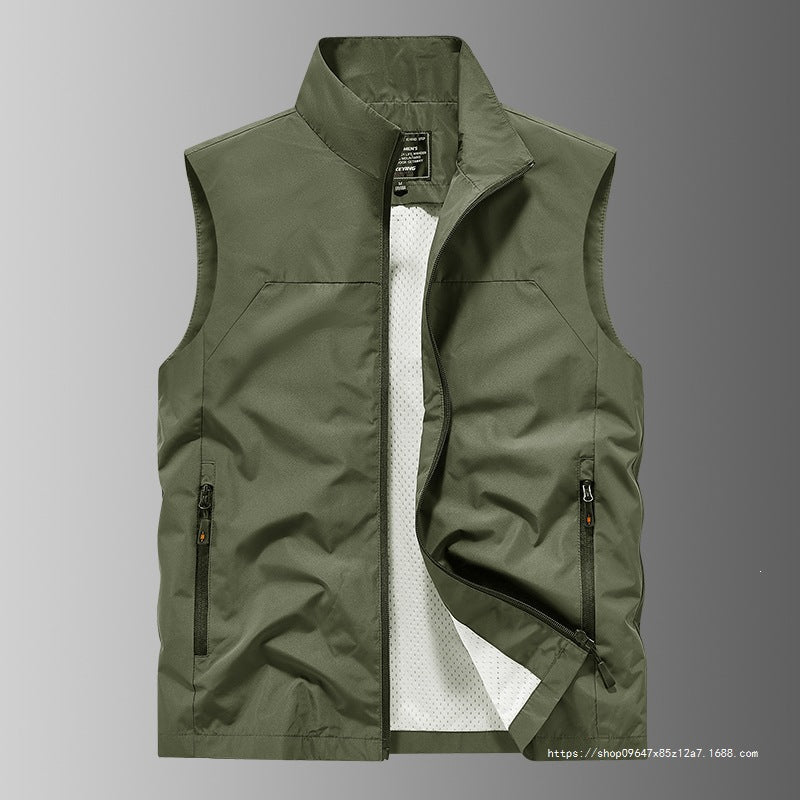 Herr Andningsbar Utility Väst med Mesh Foder, Vind och Water Repellent Exterior och Zippered Fickor