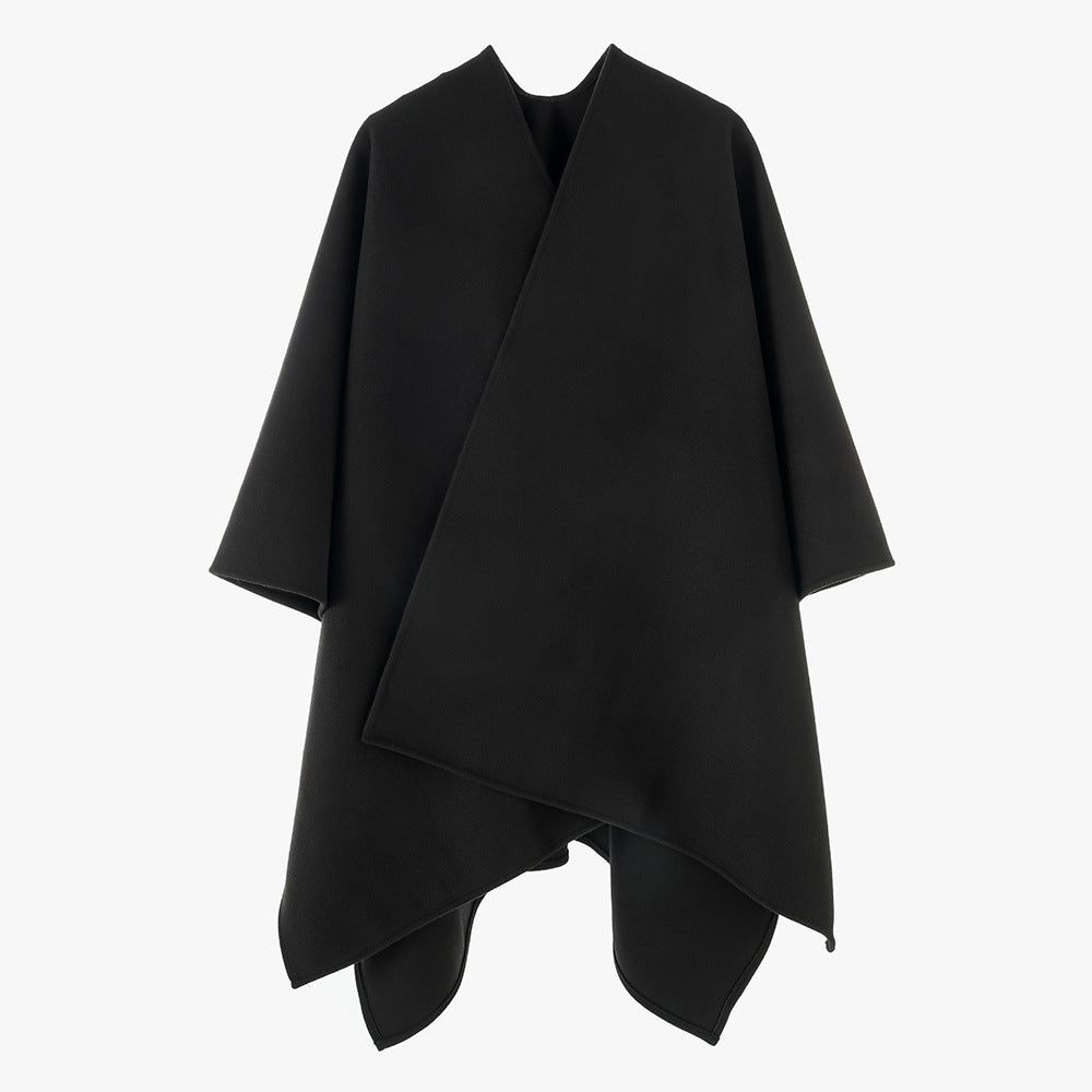 Dam oversized-capeponcho med Wrap look och V-Neck