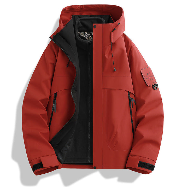 Herr modular vattentät utomhusjacka med avtagbar fleece inner jacka och justerbar huva