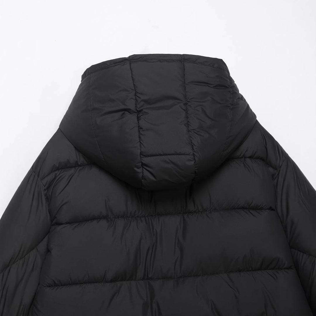Dam Kort Boxig Funktionell Jacka med Huva, Vadderad Insulation och Diagonal Dragkedja Fickor