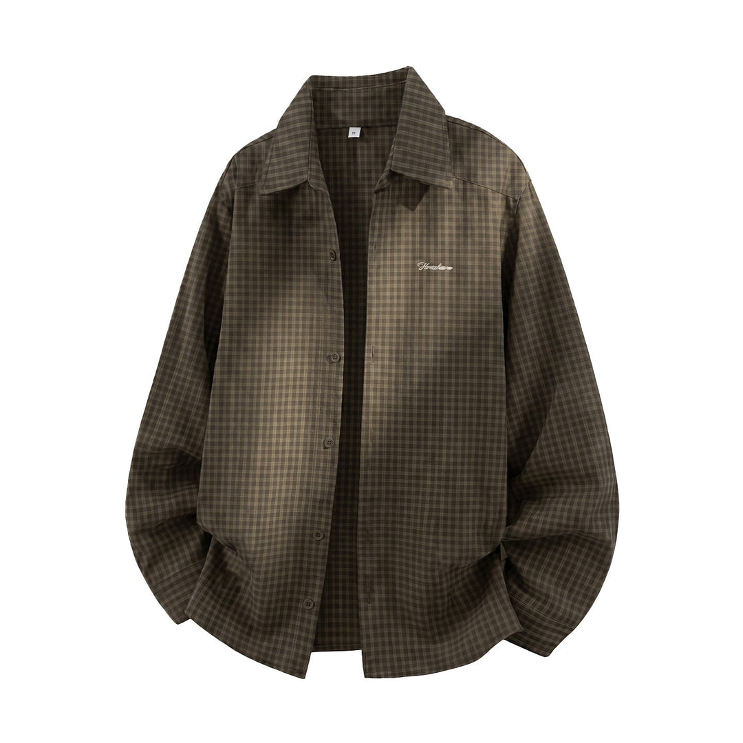 Unisex Check Skjortjacka i A Avslappnad Oversize Skärning med Embroidered Script Logo