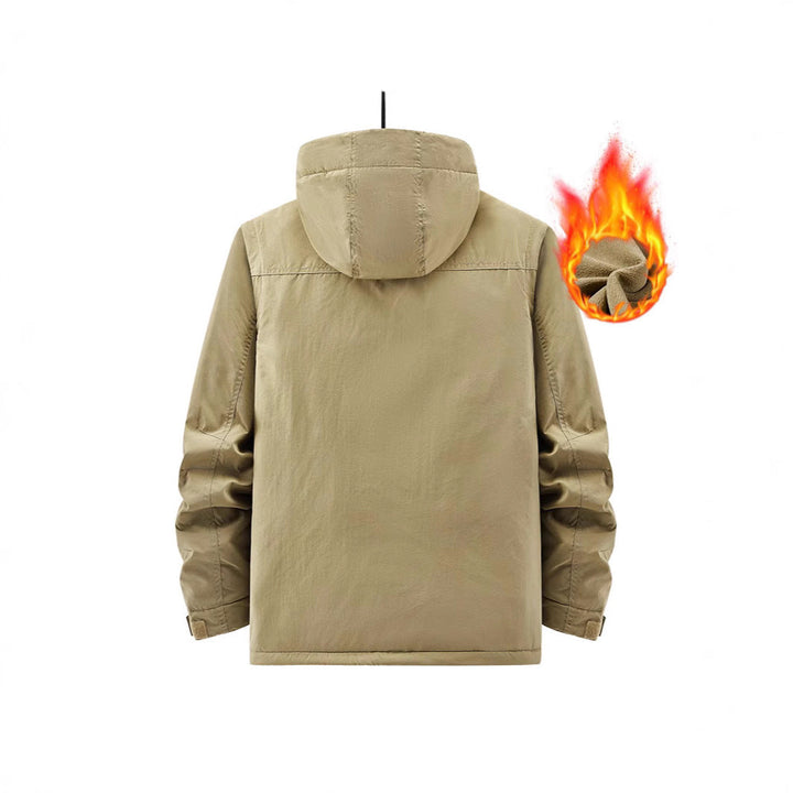Herr Utility Parka med Warming Fleecefoder, Multifunction Fickor, och Justerbar Huva