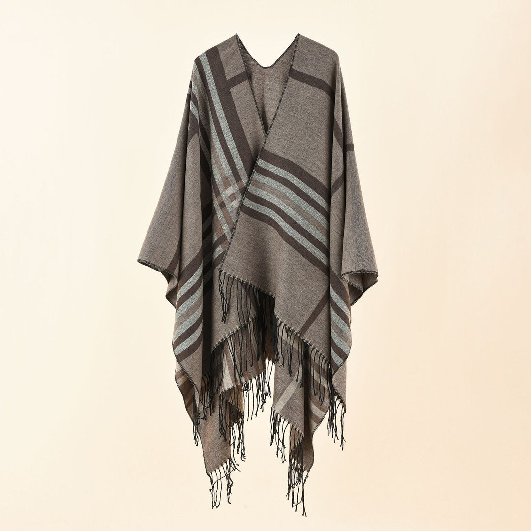 Dam Jacquard poncho med Paisley mönster