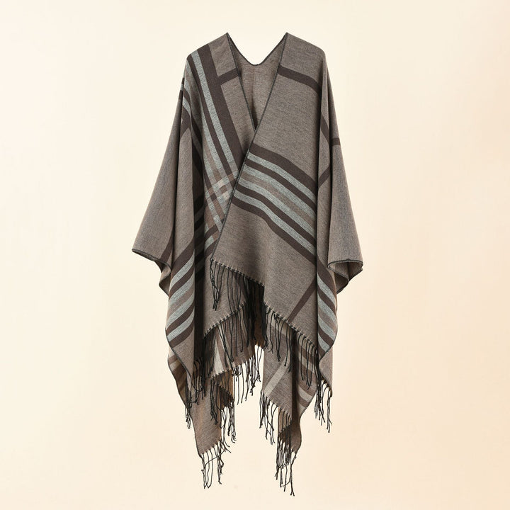 Dam Jacquard poncho med Paisley mönster