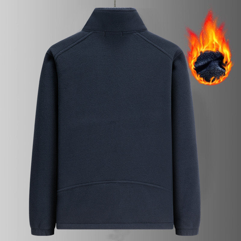 Herr Termisk Fleece Jacka med Sherpa Foder, Hög Stående Krage och Vattenavvisande Dragkedjor