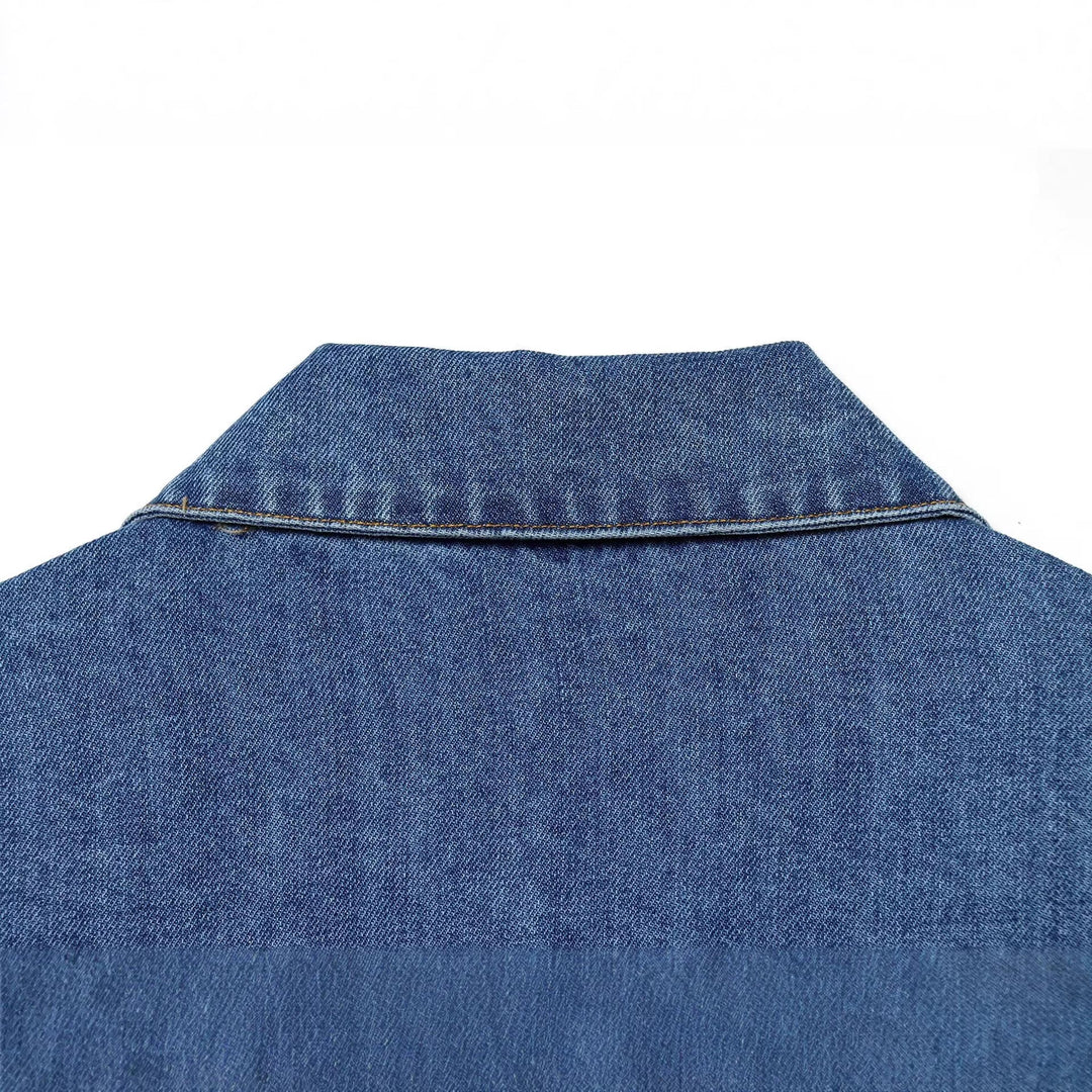 Dam oversize denim Pullover jacka med Half Placket